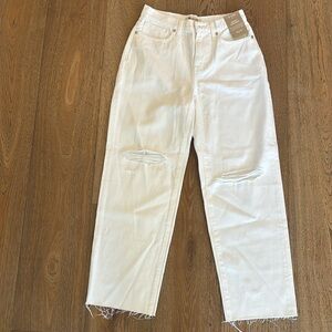 White, High-Rise, Baggy Ripped Madewell Jeans